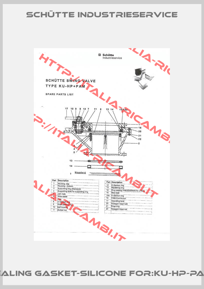 Sealing gasket-silicone For:KU-HP-PAM -1
