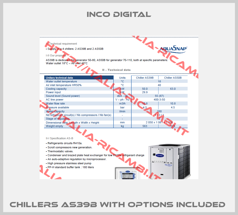 Chillers AS39B with options included -0
