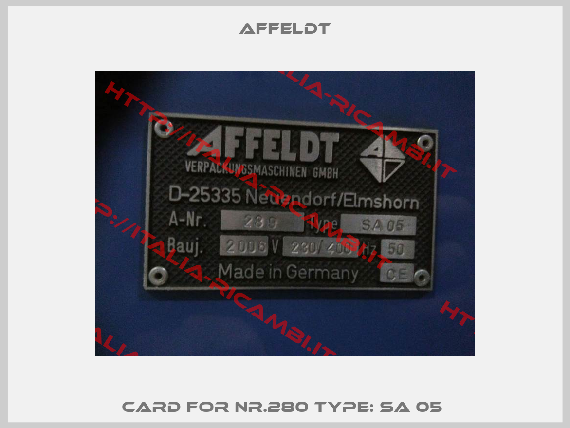 card for Nr.280 Type: SA 05 -1
