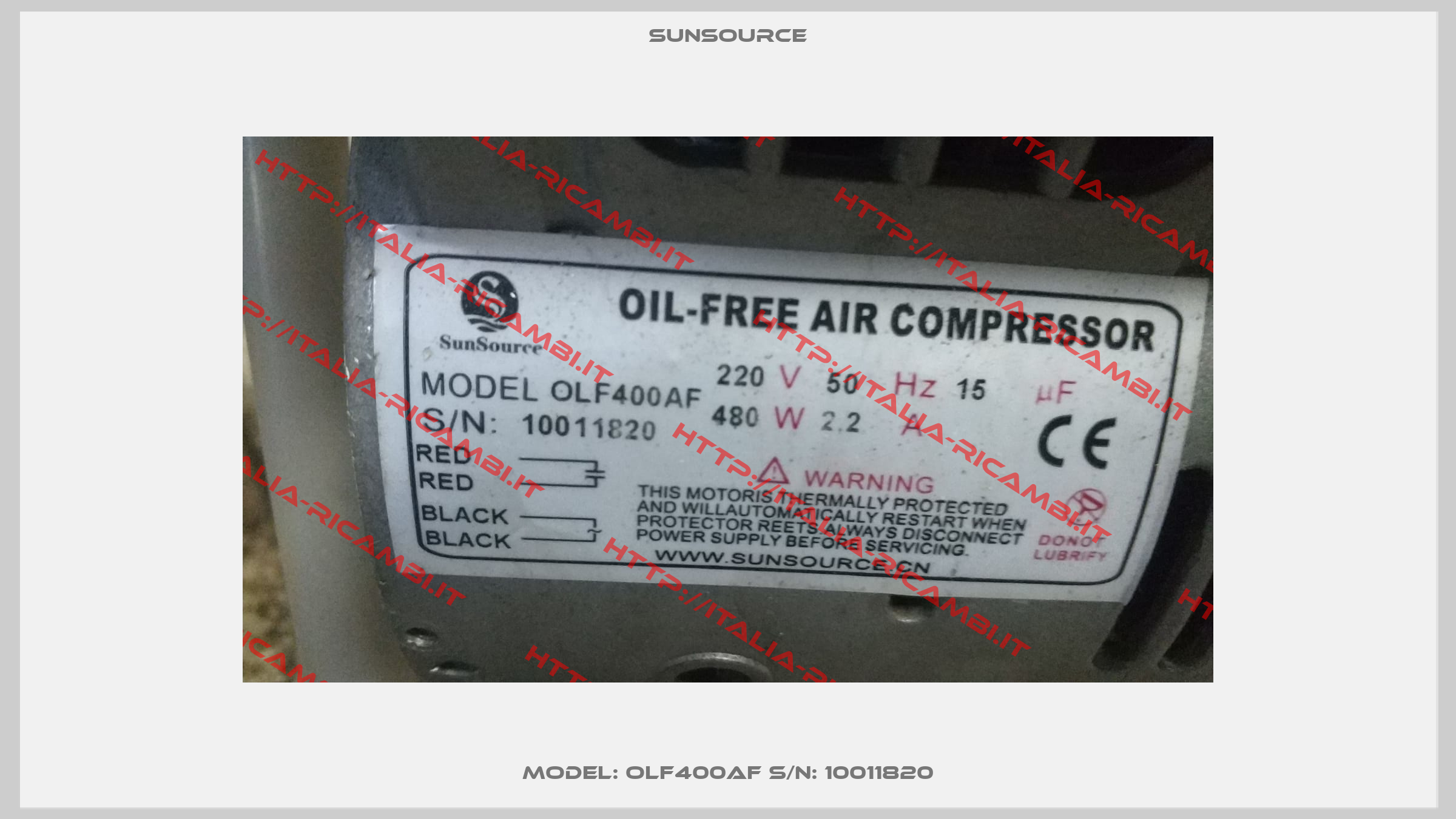 Model: OLF400AF S/N: 10011820-1