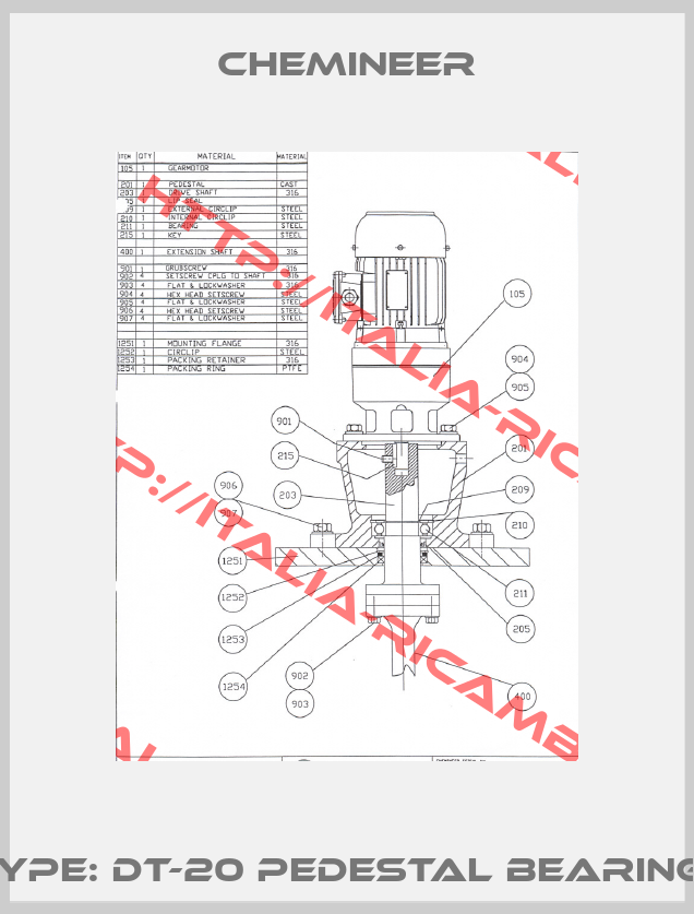 P/N: 30660 Type: DT-20 Pedestal Bearing Kit (211,205) -1
