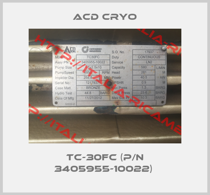 Acd Cryo-TC-30FC (P/N 3405955-10022) 