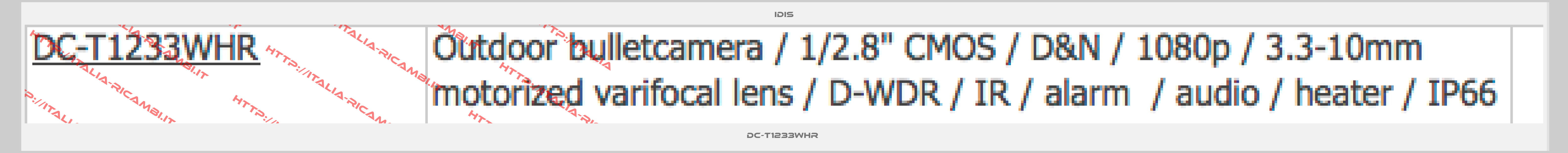 IDIS-DC-T1233WHR 