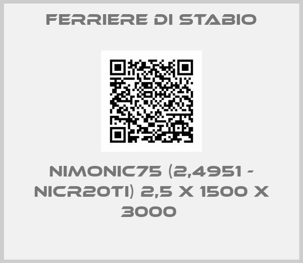 Ferriere di Stabio-Nimonic75 (2,4951 - NiCr20Ti) 2,5 x 1500 x 3000 