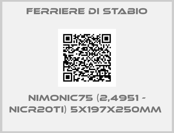 Ferriere di Stabio-Nimonic75 (2,4951 - NiCr20Ti) 5x197x250mm 