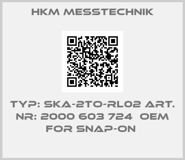HKM Messtechnik-Typ: SKA-2TO-RL02 Art. Nr: 2000 603 724  OEM for Snap-On 