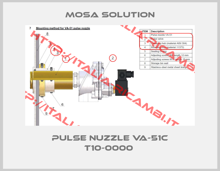 Mosa Solution-PULSE NUZZLE VA-51C T10-0000 