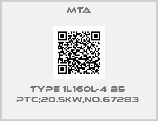 MTA-Type 1L160L-4 B5  PTC;20.5KW,NO.67283 
