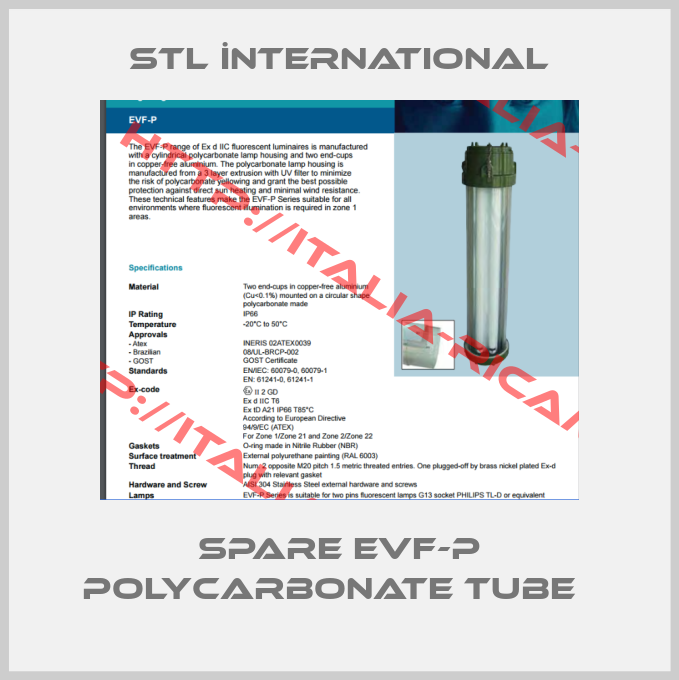 STL İnternational-Spare EVF-P Polycarbonate tube  