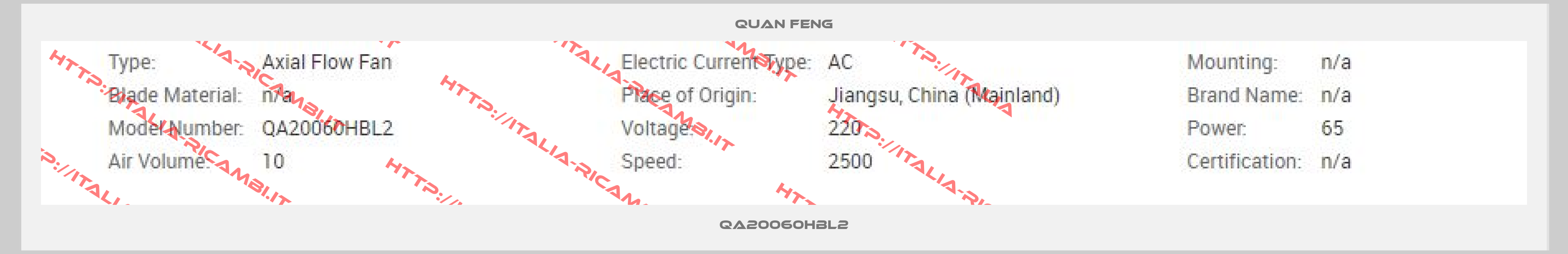 QUAN FENG-QA20060HBL2