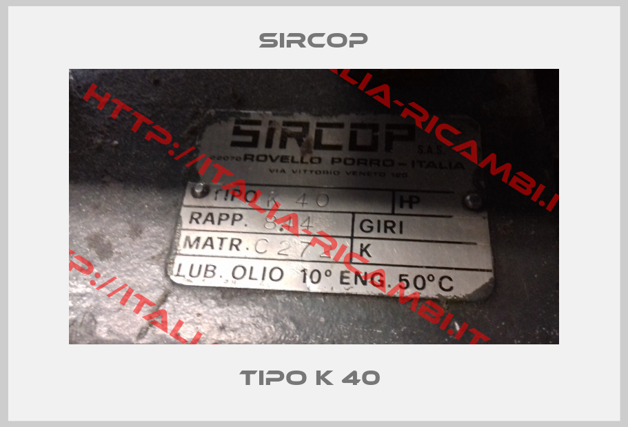 SIRCOP-TIPO K 40 