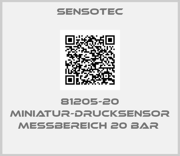 Sensotec-81205-20 MINIATUR-DRUCKSENSOR MESSBEREICH 20 BAR 