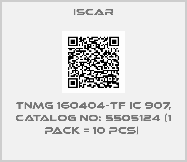 Iscar-TNMG 160404-TF IC 907, Catalog No: 5505124 (1 Pack = 10 Pcs) 
