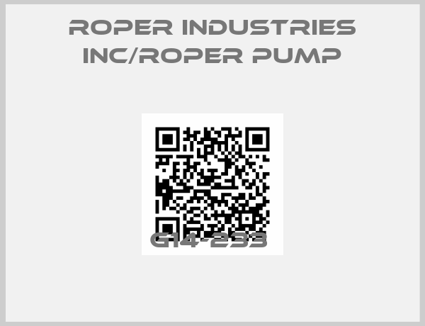ROPER INDUSTRIES INC/ROPER PUMP-G14-233 