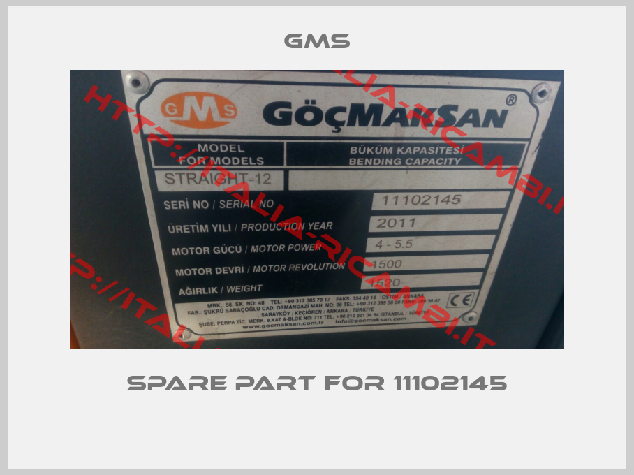 Gms-spare part for 11102145 