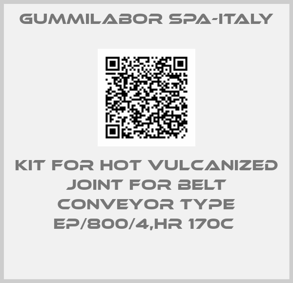 Gummilabor SPA-Italy-Kit for Hot Vulcanized joint for Belt conveyor type EP/800/4,HR 170C 