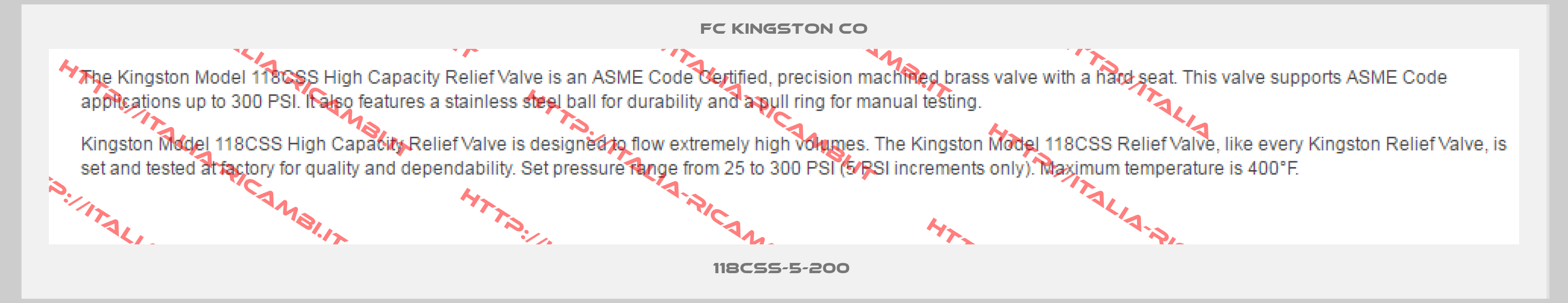 FC Kingston co-118CSS-5-200 