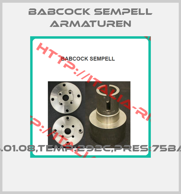 Babcock sempell Armaturen-1015.01.08,TEMP:292C,PRES:75BARS 