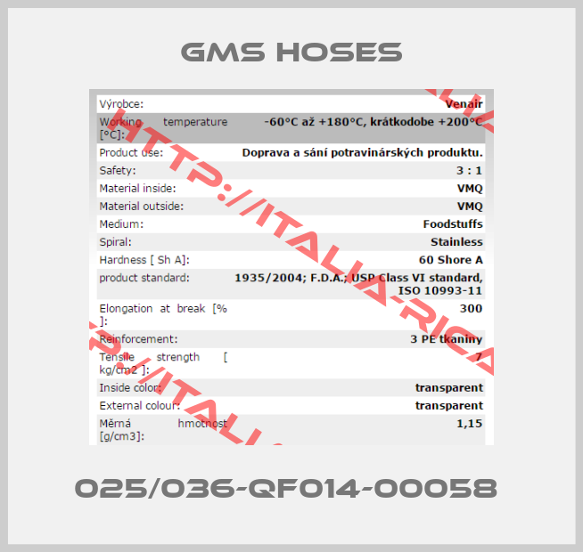 GMS hoses-025/036-QF014-00058 