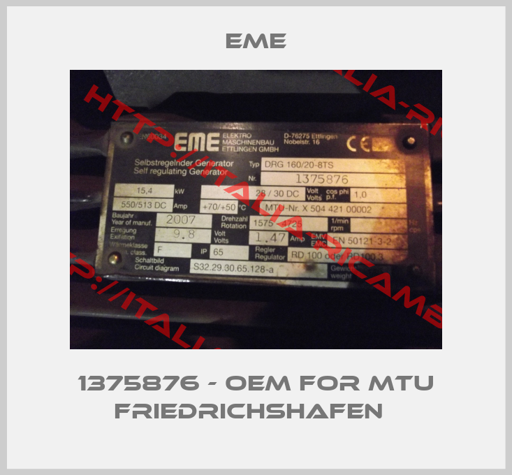 EME-1375876 - OEM for MTU Friedrichshafen  