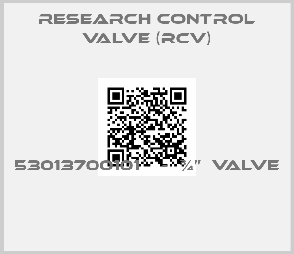 Research Control Valve (RCV)-53013700101    -  ¾”  valve 
