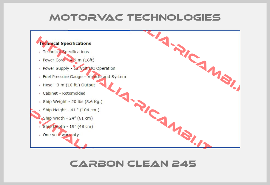 Motorvac Technologies- Carbon Clean 245 