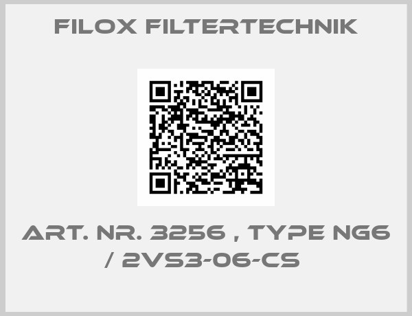 Filox Filtertechnik-Art. Nr. 3256 , type NG6 / 2VS3-06-CS 