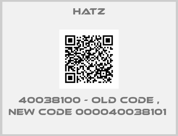 HATZ-40038100 - old code , new code 000040038101 