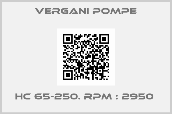 Vergani Pompe-HC 65-250. RPM : 2950 