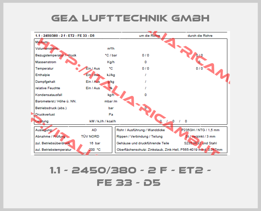 GEA Lufttechnik GMBH-1.1 - 2450/380 - 2 f - ET2 - FE 33 - D5 