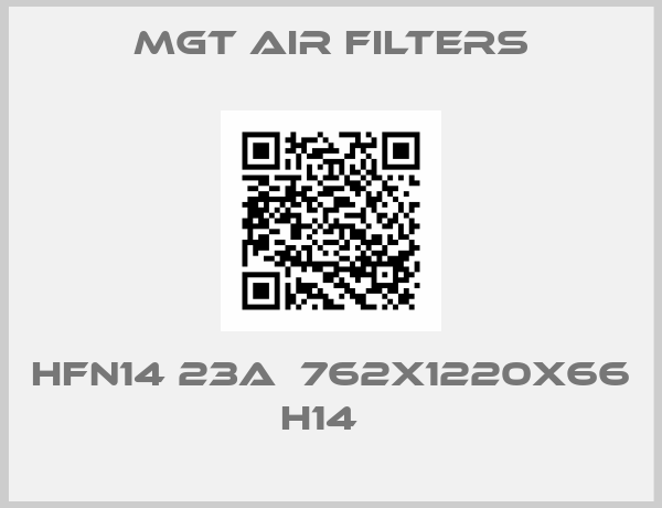 MGT Air Filters-HFN14 23A  762x1220x66  H14  