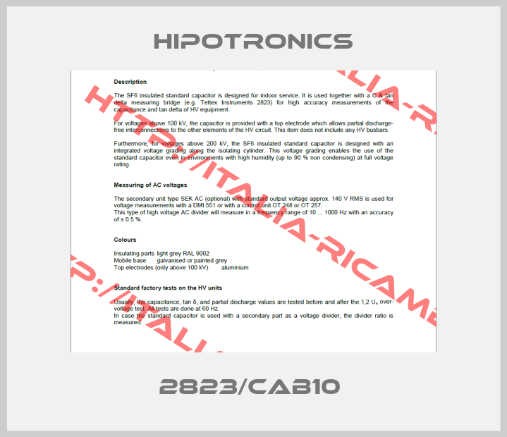 Haefely Hipotronics-2823/CAB10 