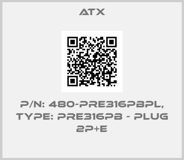 ATX-P/N: 480-PRE316PBPL, Type: PRE316PB - PLUG 2P+E