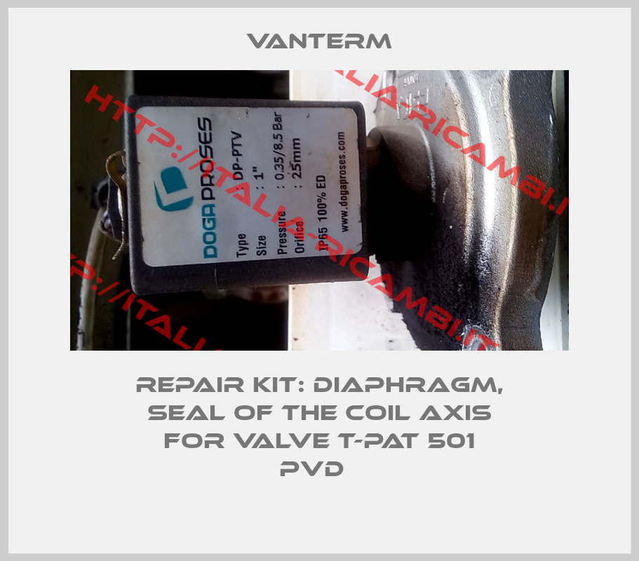 VANTERM-repair kit: diaphragm, seal of the coil axis for VALVE T-PAT 501 PVD  