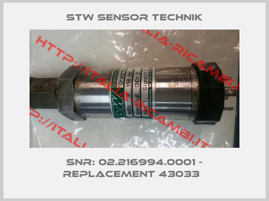STW SENSOR TECHNIK-SNr: 02.216994.0001 - replacement 43033  