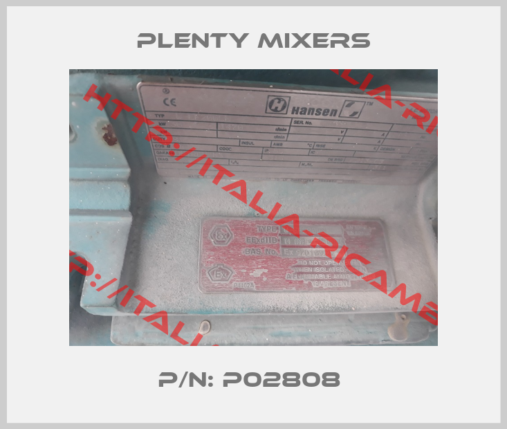 Plenty Mixers-P/N: P02808 