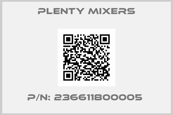 Plenty Mixers-P/N: 236611800005 