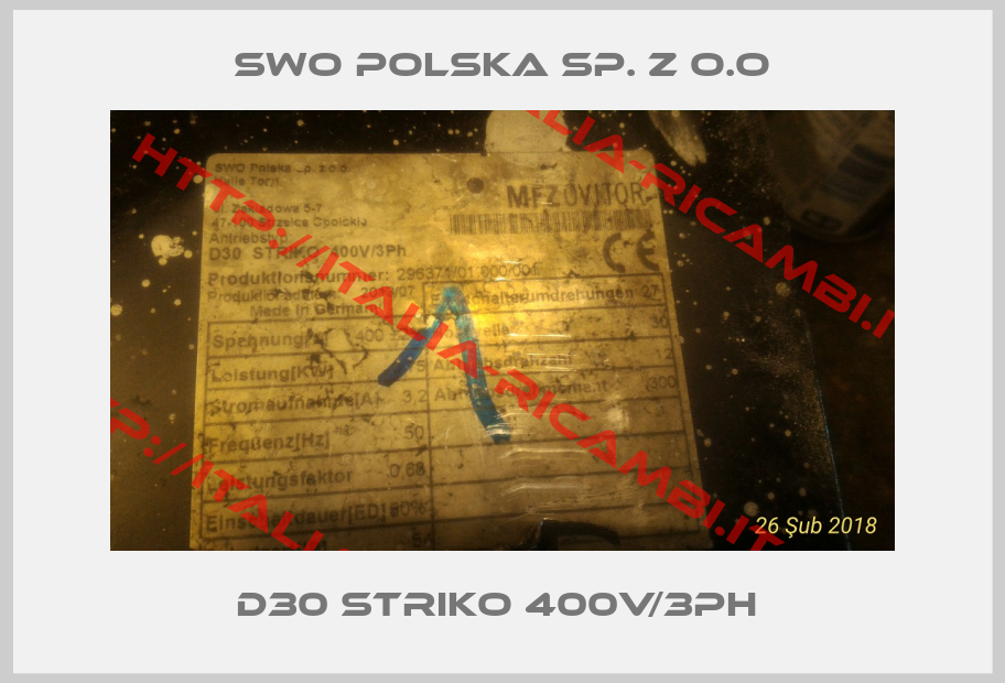SWO Polska Sp. z o.o-D30 Striko 400V/3Ph 