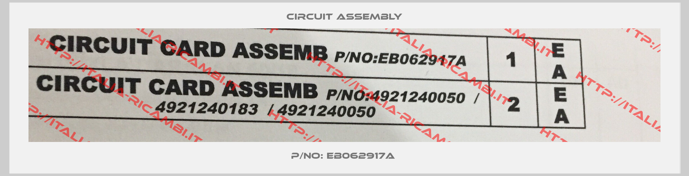 Circuit Assembly-P/NO: EB062917A 