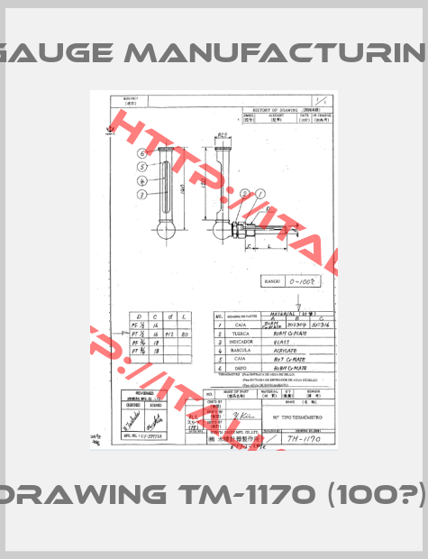 KOBATA GAUGE MANUFACTURING CO., LTD-Drawing TM-1170 (100℃) 