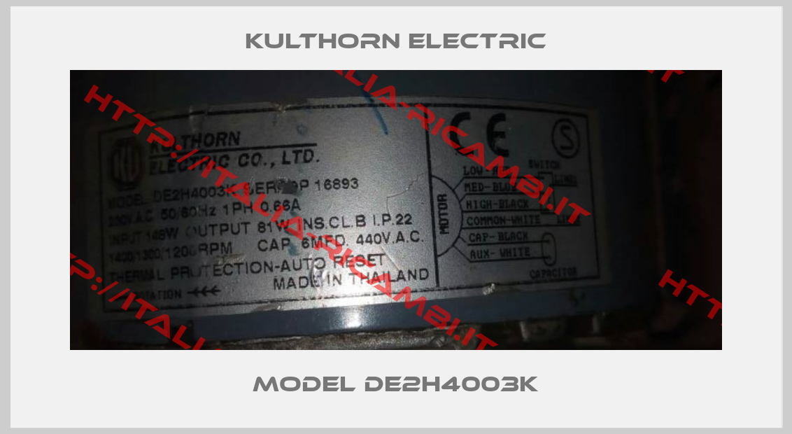 Kulthorn Electric-MODEL DE2H4003K
