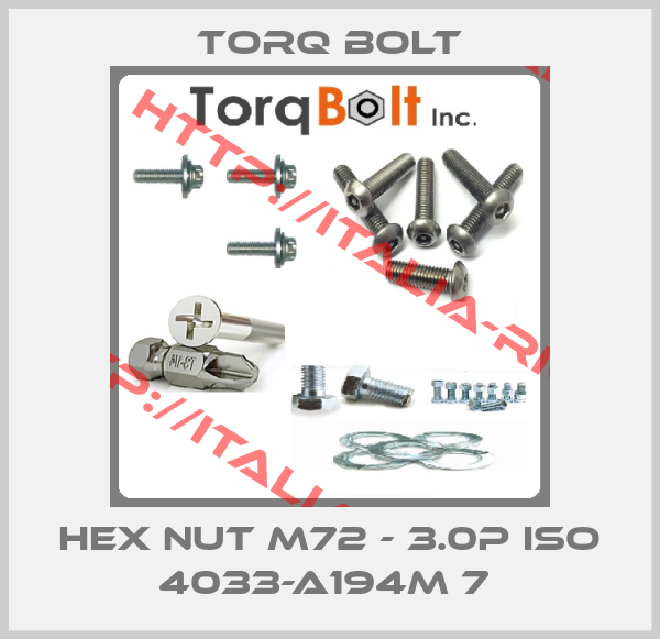 Torq Bolt-HEX NUT M72 - 3.0P ISO 4033-A194M 7 