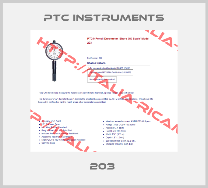 PTC INSTRUMENTS- 203 