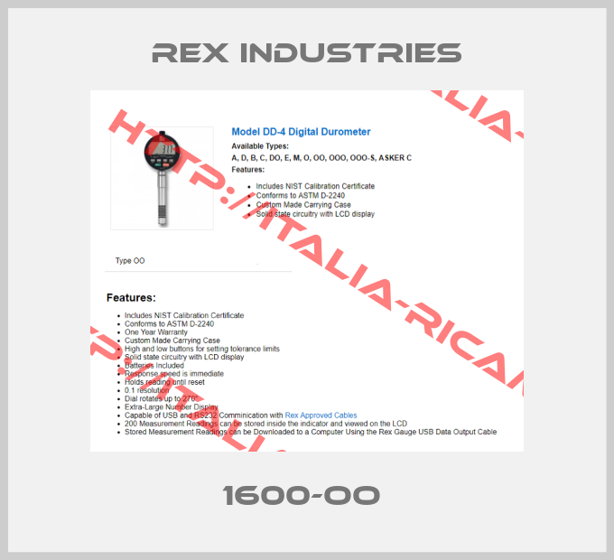 REX INDUSTRIES-1600-OO 