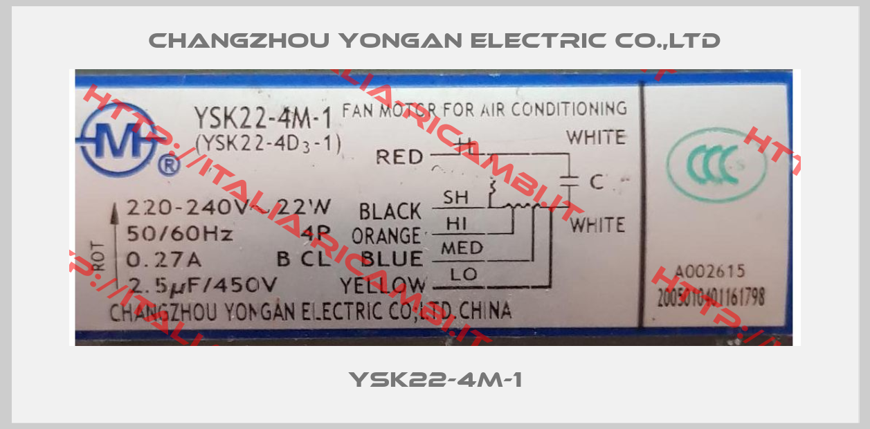 Changzhou Yongan Electric CO.,LTD-YSK22-4M-1