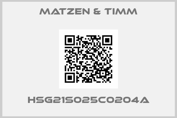 MATZEN & TIMM-HSG21S025C0204A