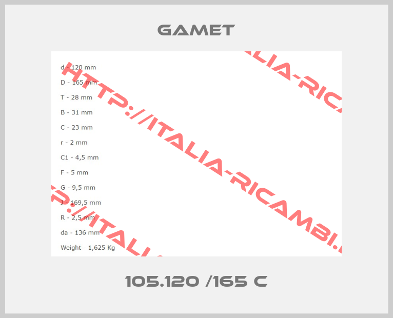 Gamet-105.120 /165 C