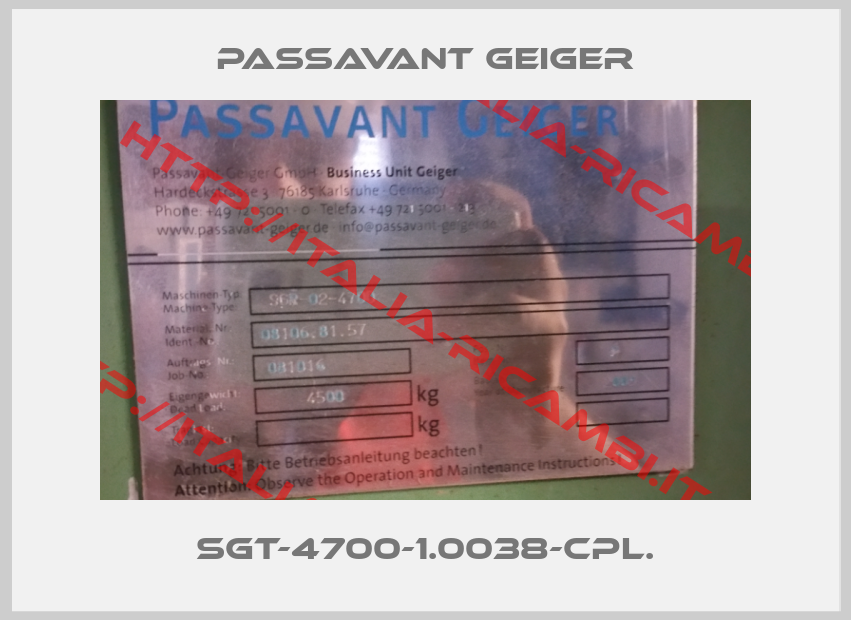 PASSAVANT GEIGER-SGT-4700-1.0038-Cpl.