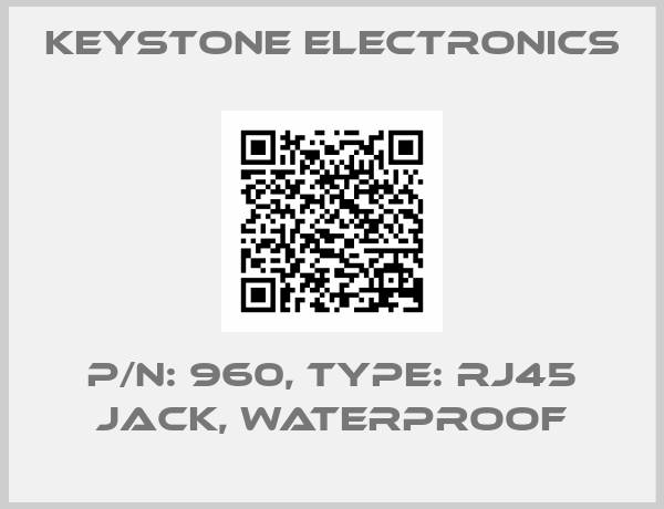 Keystone Electronics-P/N: 960, Type: RJ45 JACK, WATERPROOF