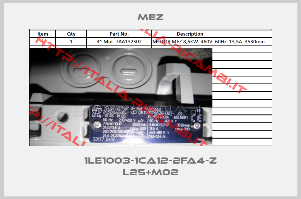 MEZ-1LE1003-1CA12-2FA4-Z L25+M02
